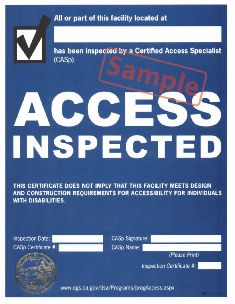 CASp Inspection Certificate