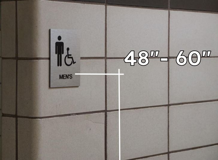 Bathroom signage height