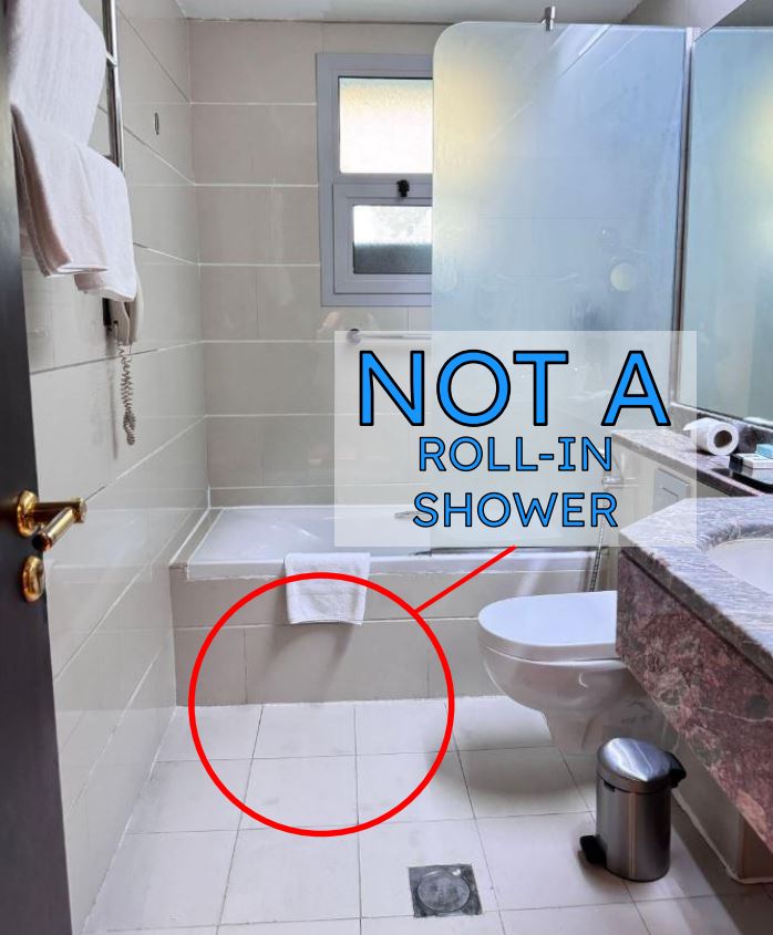 Not a roll-in ADA hotel shower