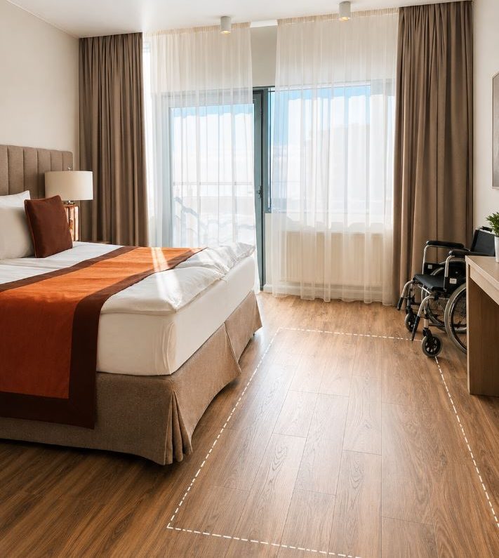 clear floor space in hotel room