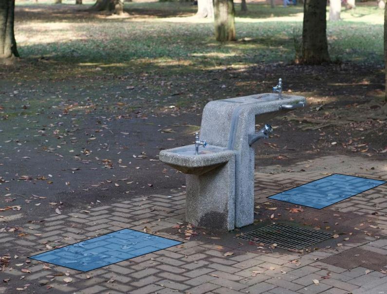 Clear Floor space at drinking fountains