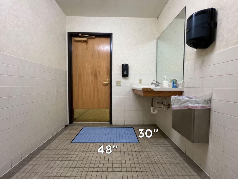 clear floor space at soap dispenser